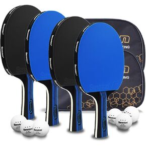 Senston Ping Pong Paddles Family Entertainment 4-Pack Table Tennis Paddle, Ideal for Entertainment or Competition - Ping Pong Set with Advanced Speed, Control and Spin.