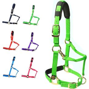 T TEKE Adjustable Horse Halters by Heavy Duty Soft Nylon, Padded with Anti-rubbing Waffle Neoprene on Both Crown & Nose