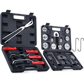Orion Motor Tech 32pc Dual Brake Tools, 2 in 1 Disc Brake Caliper Tool Set and Drum Brake Tool Kit, Brake Caliper Tool and Brake Drum Tool with Brake Spring Tool Pliers Installer Remover Adjuster