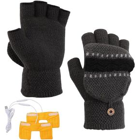 Mens Womens USB Heated Gloves Mitten USB Hands Warmer Laptop Gloves Full& Half Fingerless Winter Warm Heating Gloves