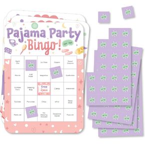 Big Dot of Happiness Pajama Slumber Party - Bingo Cards and Markers - Girls Sleepover Birthday Party Bingo Game - Set of 18 in Saudi Arabia