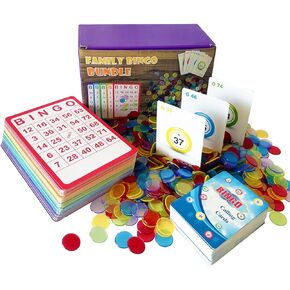 مجموعة ألعاب Yuanhe الكاملة من Bingo مع 100 بطاقة Bingo و1000 شريحة Bingo ومجموعة من بطاقات الاتصال للعائلة والمجموعات الكبيرة والحفلات وليالي الألعاب