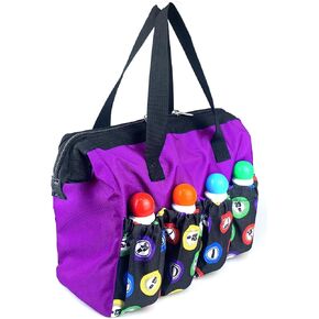 Bingo Dauber Bags with 8 Pockets Large Capacity Bingo Tote Bag/Travel Carrying Case with Zipper/Makeup Bag/Casino Game Lovers Gift for Women (Purple)