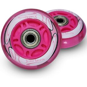 Inline Skates Replacement Wheels with LED Illuminating Lights, Bearings Included, Pack of 2, 70 mm