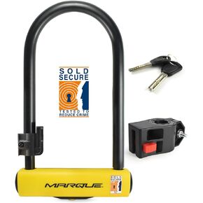 MARQUE Bike U Lock – Anti-Theft Heavy-Duty U Lock for Bicycles, 16mm Shackle with Mounting Bracket and 2 Keys, for Mountain Bike, Electric Bike, Folding Bike, Scooter (U Lock)