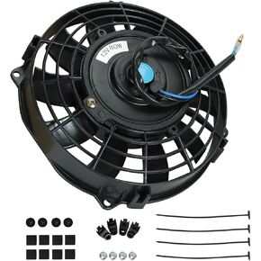7 Inch Slim Fan Push Pull Electric Radiator Cooling Fan Black 12V 800 CFM Mount Kit Universal（7'')