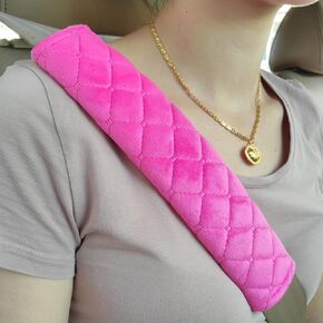 2 Packs Soft Faux Sheepskin Seat Belt Shoulder Pad with Plaid Pattern,Compatible with Adults Youth Kids(Black)