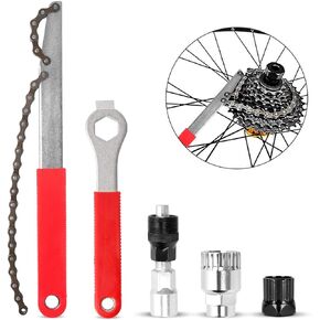 Odoland Bike Repair Tool Kit, Including Bike Crank Extractor with 16mm Spanner/Wrench, Bicycle Flywheel Chain Sprocket Remover Tool, Cassette Lock Ring Removal Tool