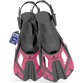 EMSINA Snorkel Fins Adjustable Buckles Open Heel Swim Flippers Travel Size Short Swim Fins for Snorkeling Diving Swimming Adult Men Womens & Kids