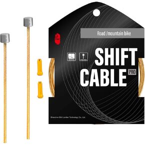 CNC Pro Slick Polished Bike Shifter Cable for Shimano/SRAM|Mountain Bike，Road Bike，MTB Derailleur Cable 1.2X 2100/2500/3000/3500mm，Gold.