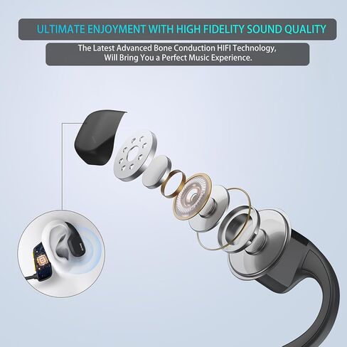 Bluetooth Bone Conduction Headphones, JIMBOBO Open Ear Wireless Earphones with 8GB Memory MP3 Player, Noise Cancelling Mic, IP68 Waterproof Sport Headset for Swimming, Running, Fitness, Yoga (Black) in Saudi Arabia