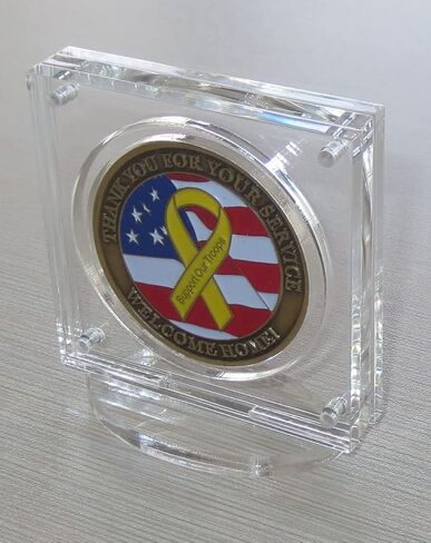 حامل عرض العملات المعدنية بقطر 1.75 بوصة أو 2 بوصة مع مثبتات مغناطيسية، لعملة معدنية عتيقة، شكل مربع لعملة التحدي in Kuwait