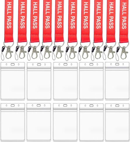 Hall Pass Lanyards with Card Holders, School Classroom Passes Lanyard Set for Teacher Parents (10 x Boy's Bathroom) in Kuwait