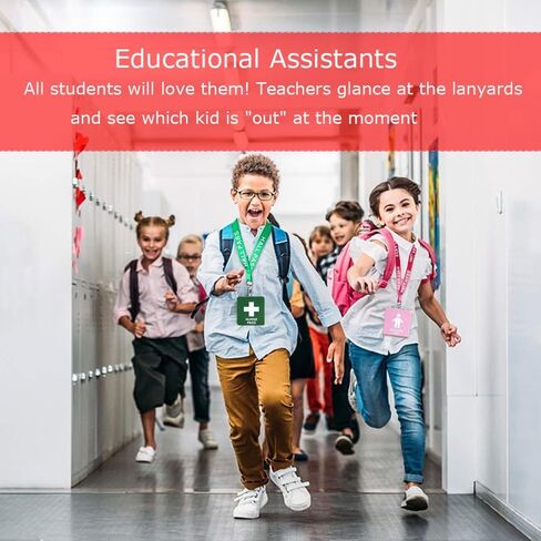 Hall Pass Lanyards with Card Holders, School Classroom Passes Lanyard Set for Teacher Parents (10 x Boy's Bathroom) in Kuwait