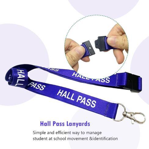 Hall Pass Lanyards with Card Holders, School Classroom Passes Lanyard Set for Teacher Parents (10 x Boy's Bathroom) in Kuwait