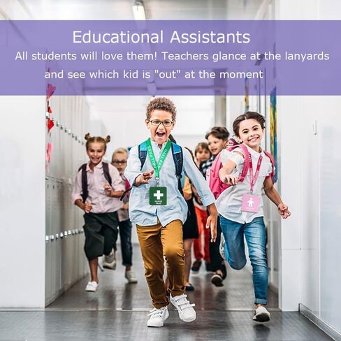 Hall Pass Lanyards with Card Holders, School Classroom Passes Lanyard Set for Teacher Parents (10 x Boy's Bathroom) in Kuwait