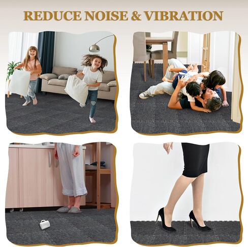 BXI Soundproof Interlocking Rug Pad 24 Pcs, 11x 11 x 0.32 inches Non Slip Rug Pads, High Density Noise Reduction Puzzle Felt Carpet Padding, Rug Mat Protects and Adds Cushion for Hardwood Floor in Kuwait