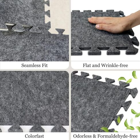 BXI Soundproof Interlocking Rug Pad 24 Pcs, 11x 11 x 0.32 inches Non Slip Rug Pads, High Density Noise Reduction Puzzle Felt Carpet Padding, Rug Mat Protects and Adds Cushion for Hardwood Floor in Kuwait