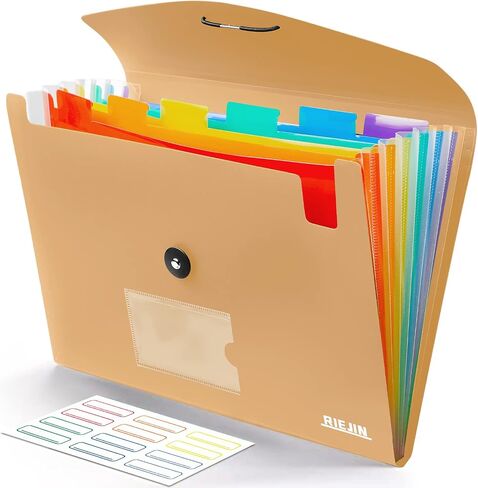 Accordian File Organizer 7 Pocket Expanding File Folder with Labels, Plastic Expandable File Folder for Documents Letter Size A4 Papers - Green in Saudi Arabia