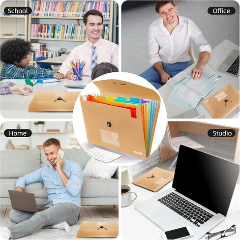 Accordian File Organizer 7 Pocket Expanding File Folder with Labels, Plastic Expandable File Folder for Documents Letter Size A4 Papers - Green in Saudi Arabia