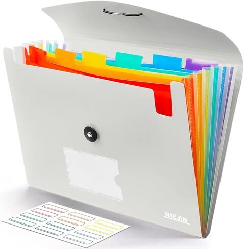Accordian File Organizer 7 Pocket Expanding File Folder with Labels, Plastic Expandable File Folder for Documents Letter Size A4 Papers - Green in Saudi Arabia