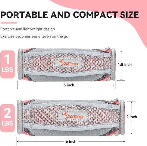 Sportneer Hand Weights Set, Detachable Walking Weight of 2 (1lbs or 2lbs Each) Soft Dumbbells Sets for Women Men Walking Dumbbell with Hand Strap for Workout Running Physical Therapy Aerobics in Saudi Arabia