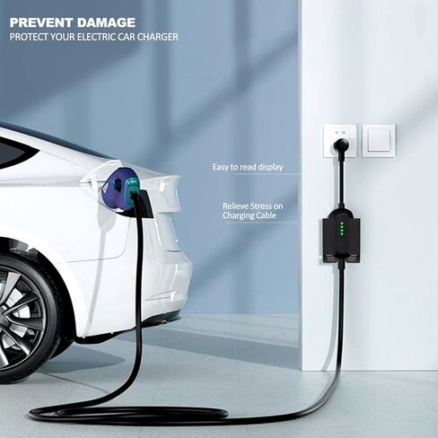 EV Charger Holder - Universal Metal EV Charging Box Wall Mount Bracket for J1772 EV Mobile Charging Box & Tesla Chargers, Adjustable fits Different Size Electric Car Charger Control Box - Black in Kuwait