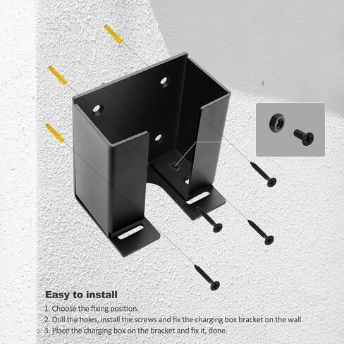 EV Charger Holder - Universal Metal EV Charging Box Wall Mount Bracket for J1772 EV Mobile Charging Box & Tesla Chargers, Adjustable fits Different Size Electric Car Charger Control Box - Black in Kuwait