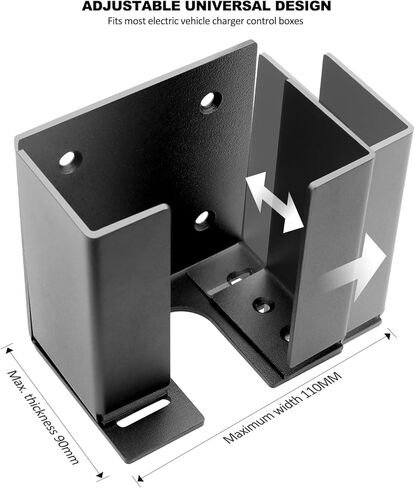 EV Charger Holder - Universal Metal EV Charging Box Wall Mount Bracket for J1772 EV Mobile Charging Box & Tesla Chargers, Adjustable fits Different Size Electric Car Charger Control Box - Black in Kuwait