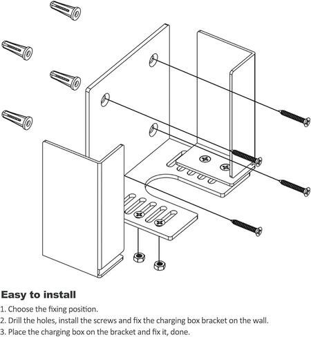 EV Charger Holder - Universal Metal EV Charging Box Wall Mount Bracket for J1772 EV Mobile Charging Box & Tesla Chargers, Adjustable fits Different Size Electric Car Charger Control Box - Black in Kuwait