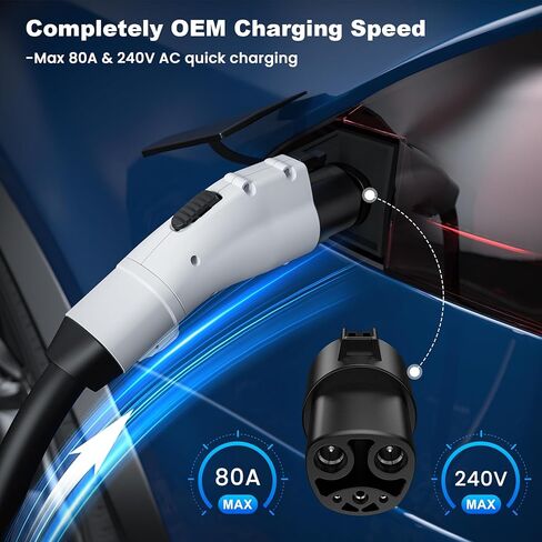J1772 إلى محول شحن تسلا، 80A/240V AC Max Tesla محول، متوافق مع Tesla Model 3، Y، S، X، SAE J1772 إلى محول Tesla in Kuwait