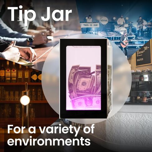Tip Jar Light Up Acrylic Suggestion Box Color-Changing Tip Box with Lock, Key and Remote Ballot Box or Bartender Band Coffee Shop Restaurant (USB) in Saudi Arabia