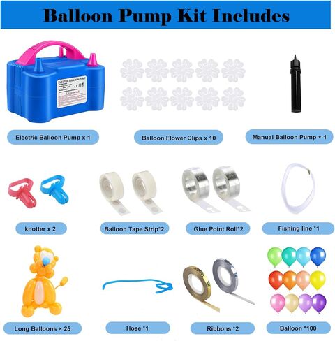 Balloon Pump,Dual Nozzles Electric Balloon Pump with 100 Balloons, Balloon Inflator Air Pump Balloon Blower with Tying Tool, Colored Ribbons for Party Birthday Wedding Festival Decoration in Saudi Arabia
