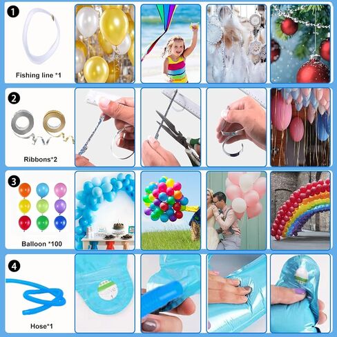 Balloon Pump,Dual Nozzles Electric Balloon Pump with 100 Balloons, Balloon Inflator Air Pump Balloon Blower with Tying Tool, Colored Ribbons for Party Birthday Wedding Festival Decoration in Saudi Arabia