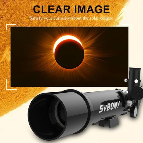 SVBONY SV510 Solar Eclipse Telescope, 60mm Portable Refractor for Solar Eclipses Sunspots, Meets ISO 12312-2:2015 Standard, Travel Telescope Permanently Attached Solar Filter in Saudi Arabia