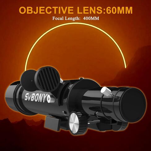 SVBONY SV510 Solar Eclipse Telescope, 60mm Portable Refractor for Solar Eclipses Sunspots, Meets ISO 12312-2:2015 Standard, Travel Telescope Permanently Attached Solar Filter in Saudi Arabia