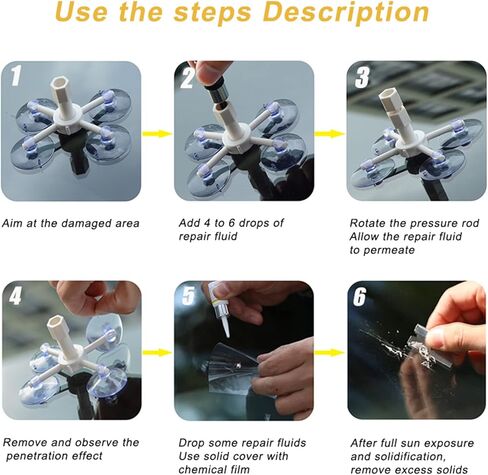 Inarowdz Windshield Repair Kit, 4 PCS Windshield Crack Repair Kit, Windshield Repair Kit for Chips and Cracks, Windshield Chip Repair Kit Quick Fix for Chips, Cracks, Star-Shaped Crack in Saudi Arabia