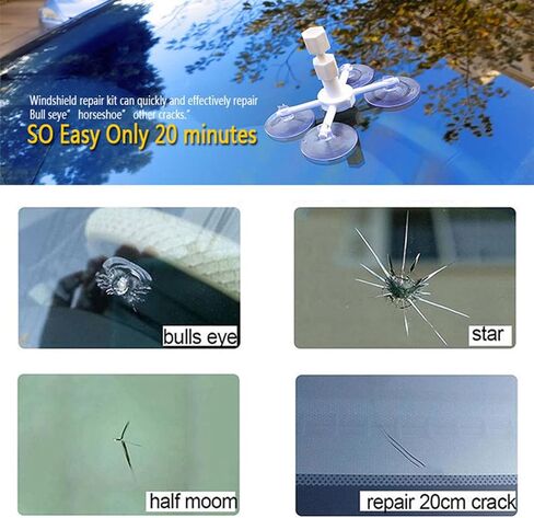 Inarowdz Windshield Repair Kit, 4 PCS Windshield Crack Repair Kit, Windshield Repair Kit for Chips and Cracks, Windshield Chip Repair Kit Quick Fix for Chips, Cracks, Star-Shaped Crack in Saudi Arabia