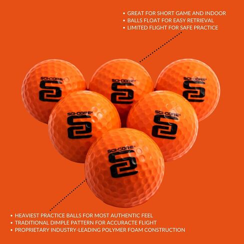 Practice Golf Balls for Kids & Adults - Real-Feel Training Golf Balls - Outdoor & Indoor Golf Practice Balls - Standard Sized (6 Pack) in Saudi Arabia