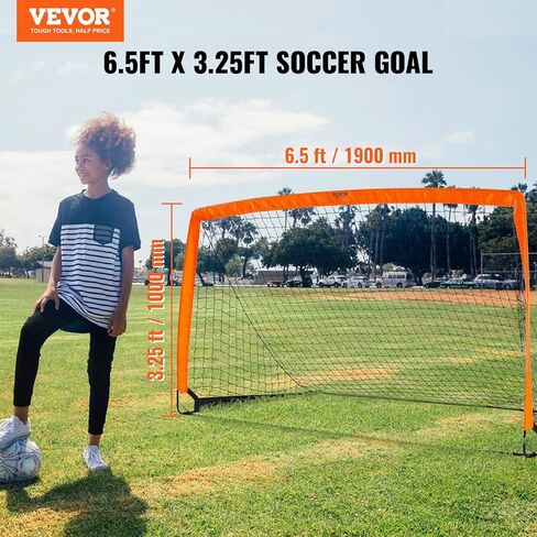 VEVOR Portable Soccer Goal, 6.5x3.25 ft Kids Backyard Soccer Net, Foldable Pop Up Practice Soccer Net, Mini Youth Training Soccer Goal Set, All-Weather Indoor Outdoor Soccer Goals with Carry Bag in Kuwait