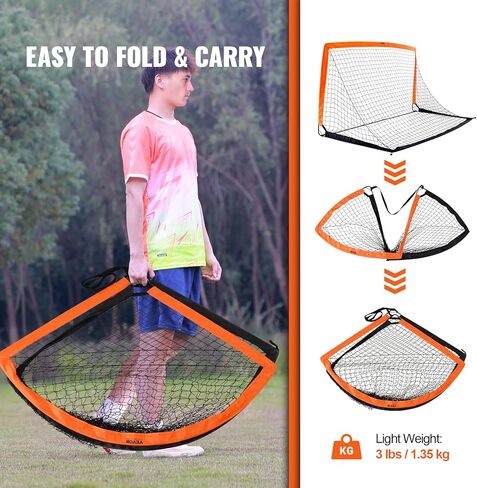 VEVOR Portable Soccer Goal, 6.5x3.25 ft Kids Backyard Soccer Net, Foldable Pop Up Practice Soccer Net, Mini Youth Training Soccer Goal Set, All-Weather Indoor Outdoor Soccer Goals with Carry Bag in Kuwait