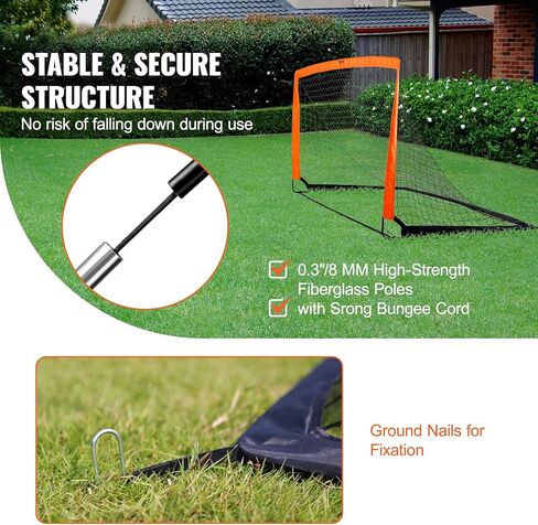 VEVOR Portable Soccer Goal, 6.5x3.25 ft Kids Backyard Soccer Net, Foldable Pop Up Practice Soccer Net, Mini Youth Training Soccer Goal Set, All-Weather Indoor Outdoor Soccer Goals with Carry Bag in Kuwait