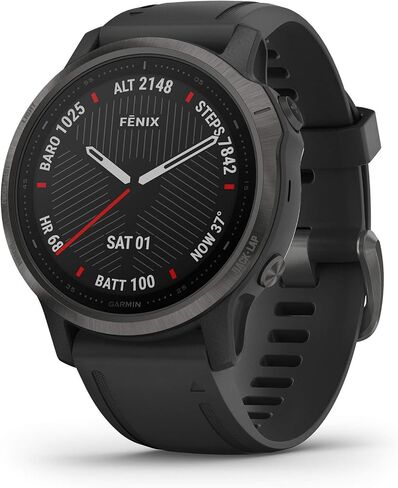 Garmin Fenix 6S Sapphire, Premium Multisport GPS Watch, Smaller-Sized, Features Mapping, Music, Grade-Adjusted Pace Guidance and Pulse Ox Sensors, Black (Renewed) in Saudi Arabia