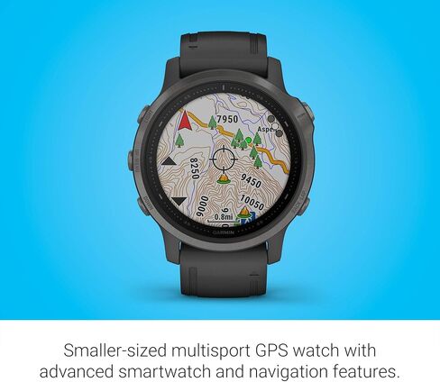 Garmin Fenix 6S Sapphire, Premium Multisport GPS Watch, Smaller-Sized, Features Mapping, Music, Grade-Adjusted Pace Guidance and Pulse Ox Sensors, Black (Renewed) in Saudi Arabia