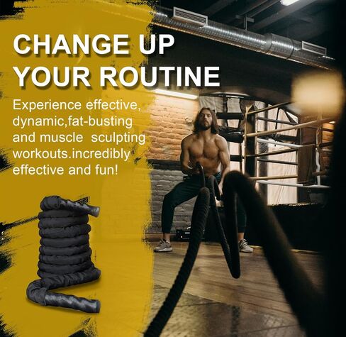 Battle Exercise Training Rope with Protective Cover Dacron,30ft/40ft/50ft Length Battle Rope Exercise Workout Strength Training Undulation in Kuwait