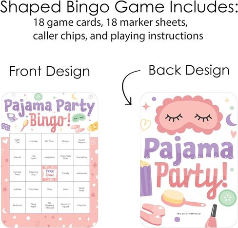 Big Dot of Happiness Pajama Slumber Party - Bingo Cards and Markers - Girls Sleepover Birthday Party Bingo Game - Set of 18 in Saudi Arabia