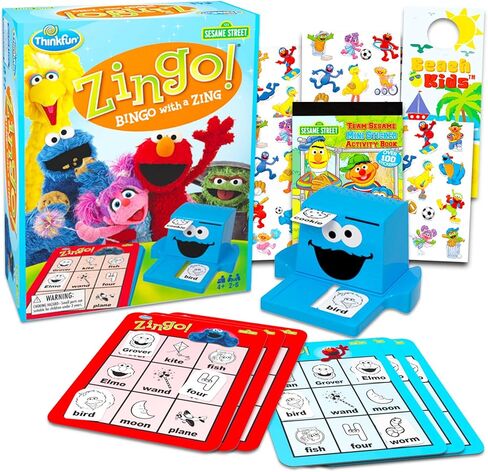Sesame Street Bingo للأطفال - حزمة مع ألعاب Zingo Sesame Street Bingo التي تضم Elmo وCooking Monster والمزيد مع لوحة ألعاب مغناطيسية وقطع ألعاب والمزيد | مجموعة البنغو للأطفال الصغار in Kuwait