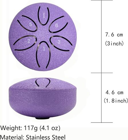 Mini Steel Drums 3-Inch 6-Note Sound Healing Steel Tongue Drum Kit,Handpan Drum, Worry-Free Drum, Worry-Free Drum for for Teens Adults Beginner Yoga Meditation (Black) in Kuwait