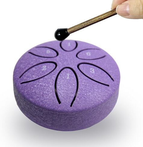 Mini Steel Drums 3-Inch 6-Note Sound Healing Steel Tongue Drum Kit,Handpan Drum, Worry-Free Drum, Worry-Free Drum for for Teens Adults Beginner Yoga Meditation (Black) in Kuwait