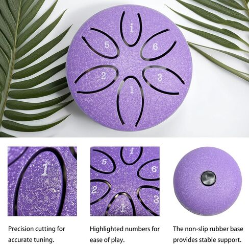 Mini Steel Drums 3-Inch 6-Note Sound Healing Steel Tongue Drum Kit,Handpan Drum, Worry-Free Drum, Worry-Free Drum for for Teens Adults Beginner Yoga Meditation (Black) in Kuwait